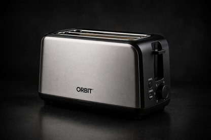 Orbit 1200W Stainless Steel Pop-Up Bread Toaster | Adjustable Browning Control